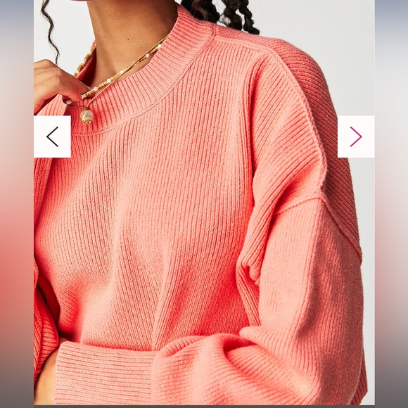 NWT Free People Easy street crop pullover XL guava juice - Picture 5 of 8